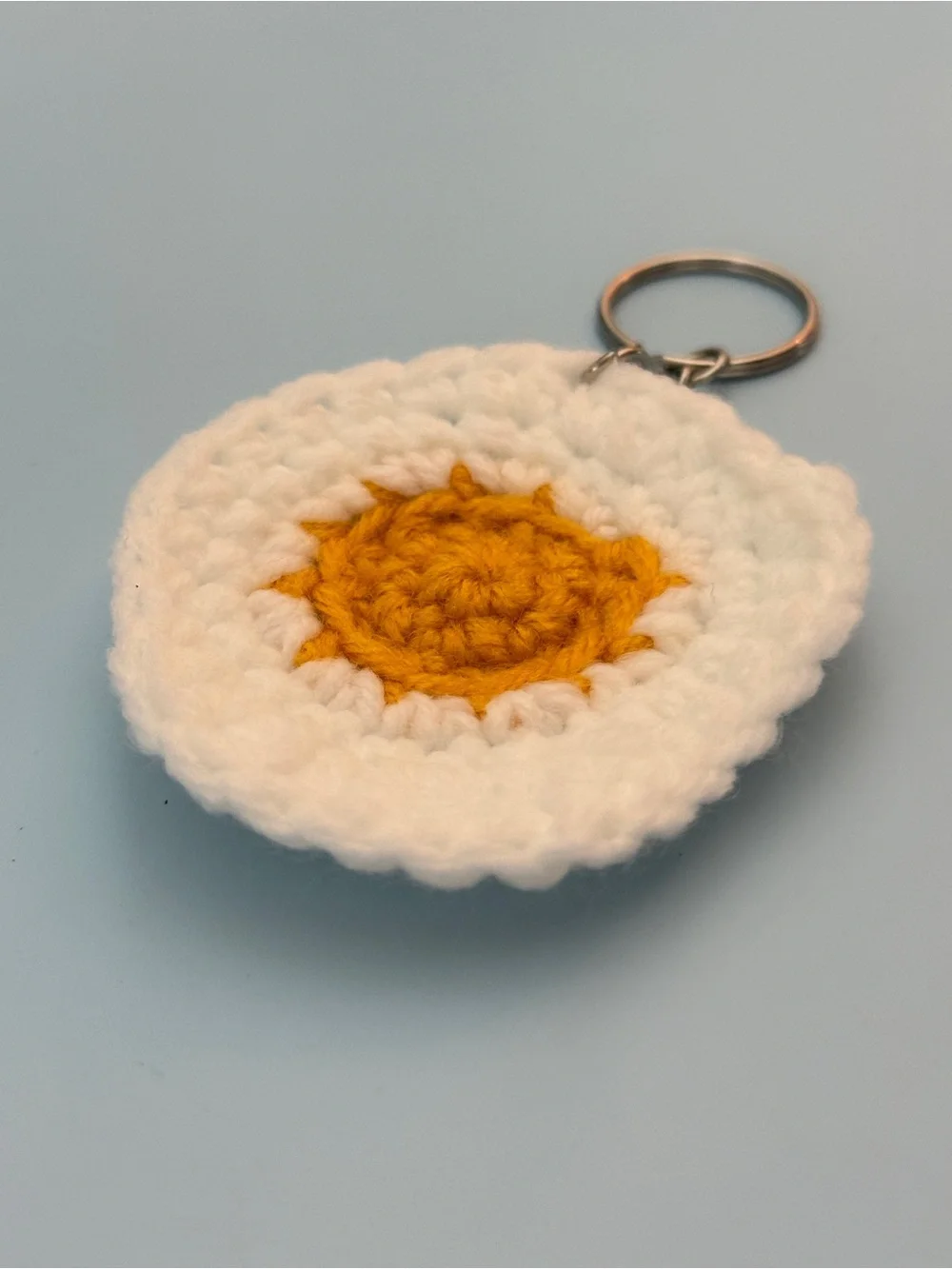 Crochet Fried Egg Keychain Handmade Bag Charm